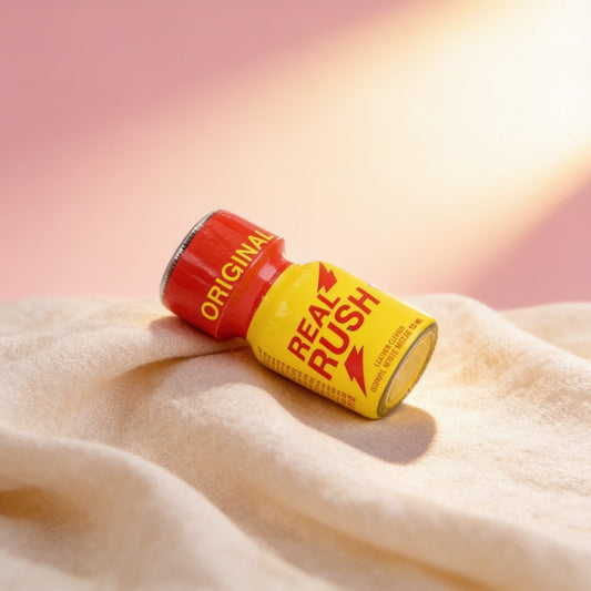 poppers REAL RUSH 10ML — photo éditoriale sur lin drapé