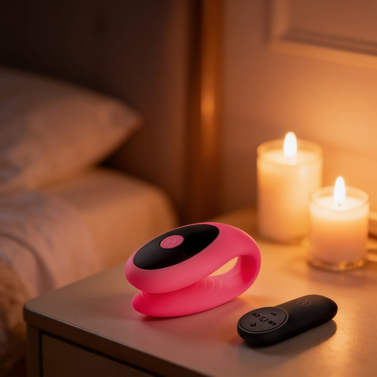 Stimulateur de couple rose Vibrator E12 Virgite — mise en situation