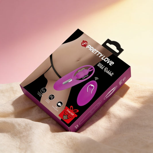 STIMULATEUR POUR CULOTTES AVEC TÉLÉCOMMANDE LILAS — photo éditoriale sur lin drapé