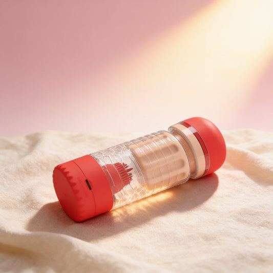 VAGINA MASTURBATOR EMILY ROUGE — photo éditoriale sur lin drapé