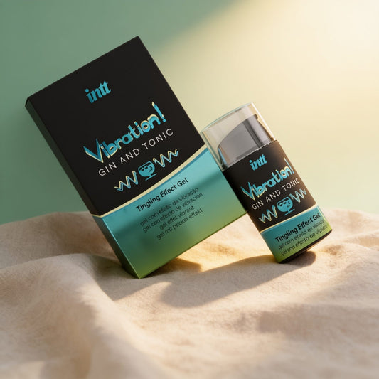VIBRATEUR LIQUIDE INTT GIN AND TONIC 15 ML — photo éditoriale sur lin drapé