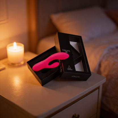 Vibrateur rechargeable rose v1 — mise en situation