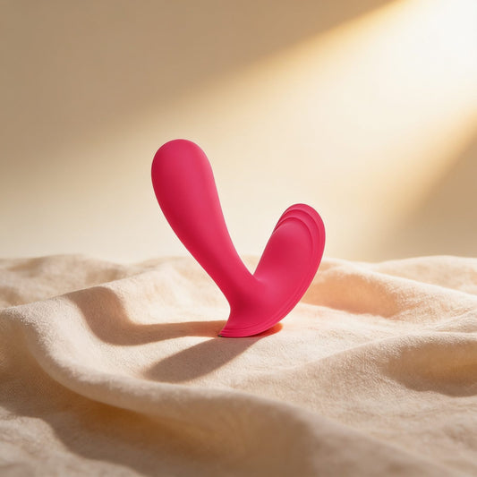 Vibromasseur 2 en 1 "top secret — photo éditoriale sur lin drapé