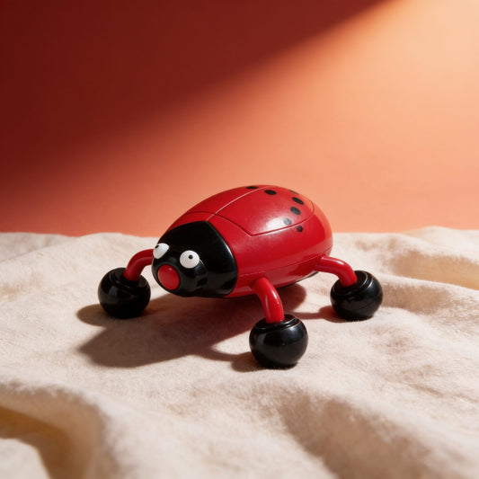 vibromasseur  coccinelle — photo éditoriale sur lin drapé