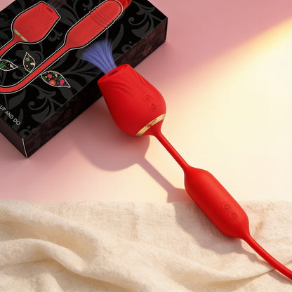vibromasseur  DOUBLE PLAISIR SUCCI N + HAUT ET BAS — photo éditoriale sur lin drapé