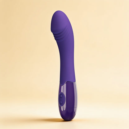 vibromasseur point G en silicone — packshot studio sur fond crème