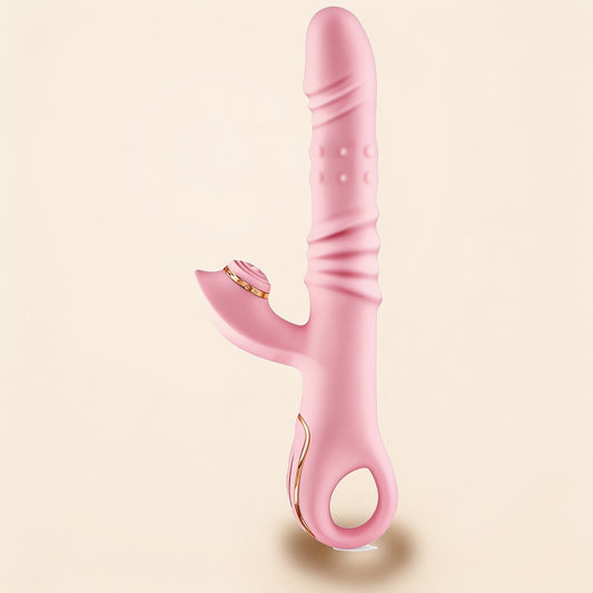 Vibromasseur rabbit 6-en-1 — rose poudré — photo éditoriale