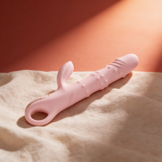 vibromasseur rabbit — photo éditoriale sur lin drapé
