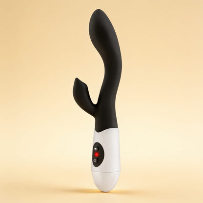 Vibromasseur rabbit noir puissant Naya Yoba — packshot studio sur fond crème