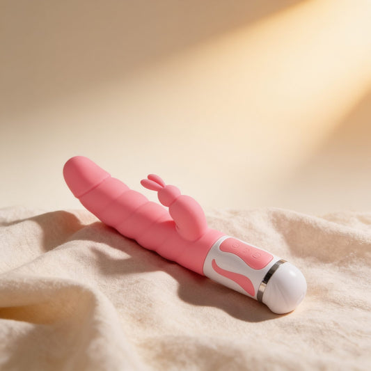 vibromasseur  SMART STEVEN LAPIN ROSE — photo éditoriale sur lin drapé