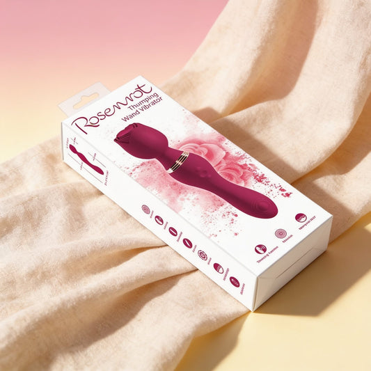 Wand Thumping Rosenrot — posé sur du lin drapé, lumière chaude éditoriale