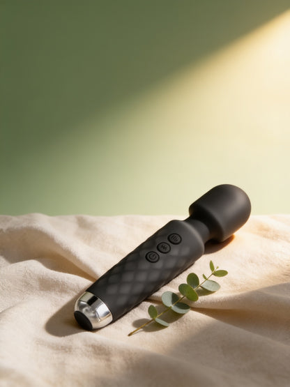 Wand noir 20 vitesses sur du lin, fond sauge