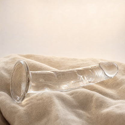 Gode transparent X-Ray sur du lin, fond crème