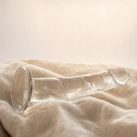 Gode transparent X-Ray sur du lin, fond crème