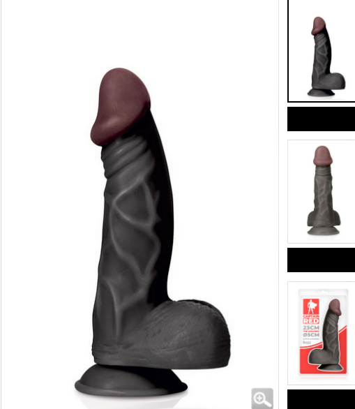 Gode réaliste noir 23cm Amazing Captain Red