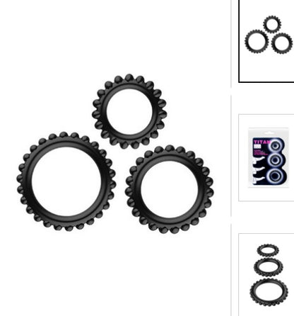 Set de 3 cockrings Titan à picots