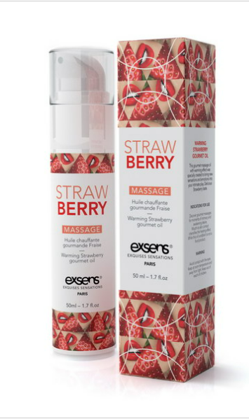 Huile de massage chauffante fraise Exsens 50 ml